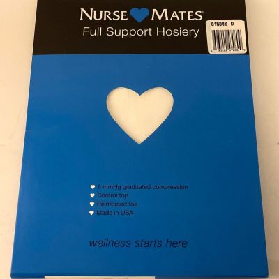 NURSE MATES Full Support White Pantyhose size D 6mmHg Compression #81500 NEW